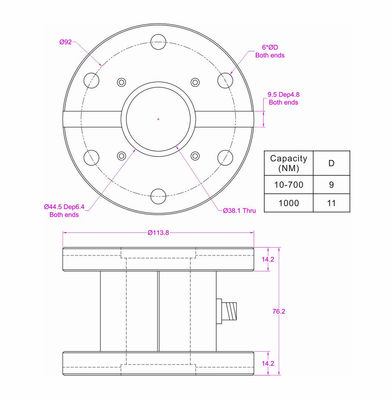 Hollow Flange Type Torque Measurement Device 1000Nm 500Nm 300Nm 200N*m 100Nm
