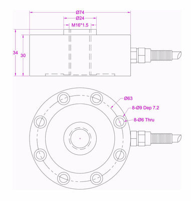 Pancake Load Cell 2klb 1klb 500lbf 200 lb 100 lbf  50lb Compression Force Sensor