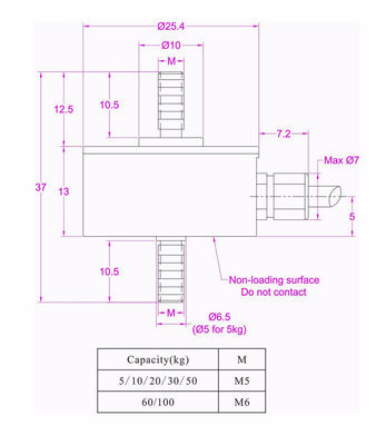 M5/M6 Threaded Pull Load Cell 10 lb 20lb 50 lb 100lb 200 lb Tension Force Transducer