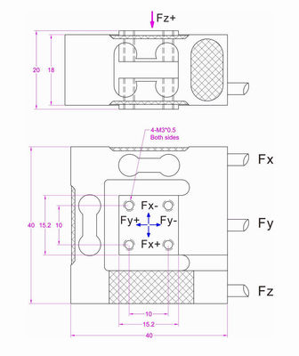 3-axis Force Sensor 2 lb 5lb 10 lb 20lbf Multi Axis Load Cell Triaxial Transducer