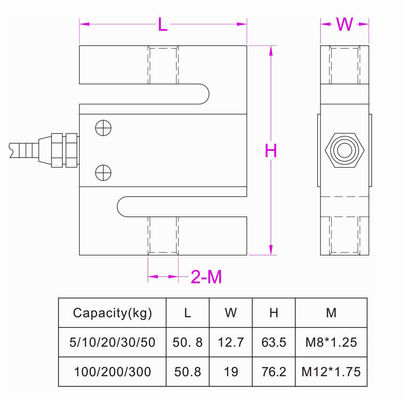 M8/M12 S Type Load Cell 10lb 20 lbf 50lb 100 lb 200lb 500 lb S-Beam Force Sensor