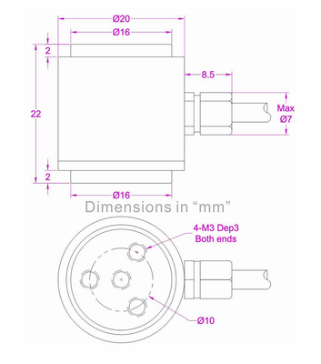 Miniature Column Type Compression Load Cell 50N Flanged Compression Force Sensor 100N
