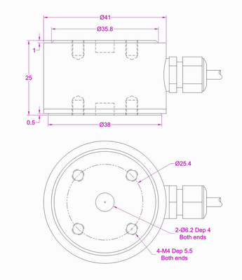 Flanged Compression Force Measurement Transducer 2kN Compression Load Cell 5kN